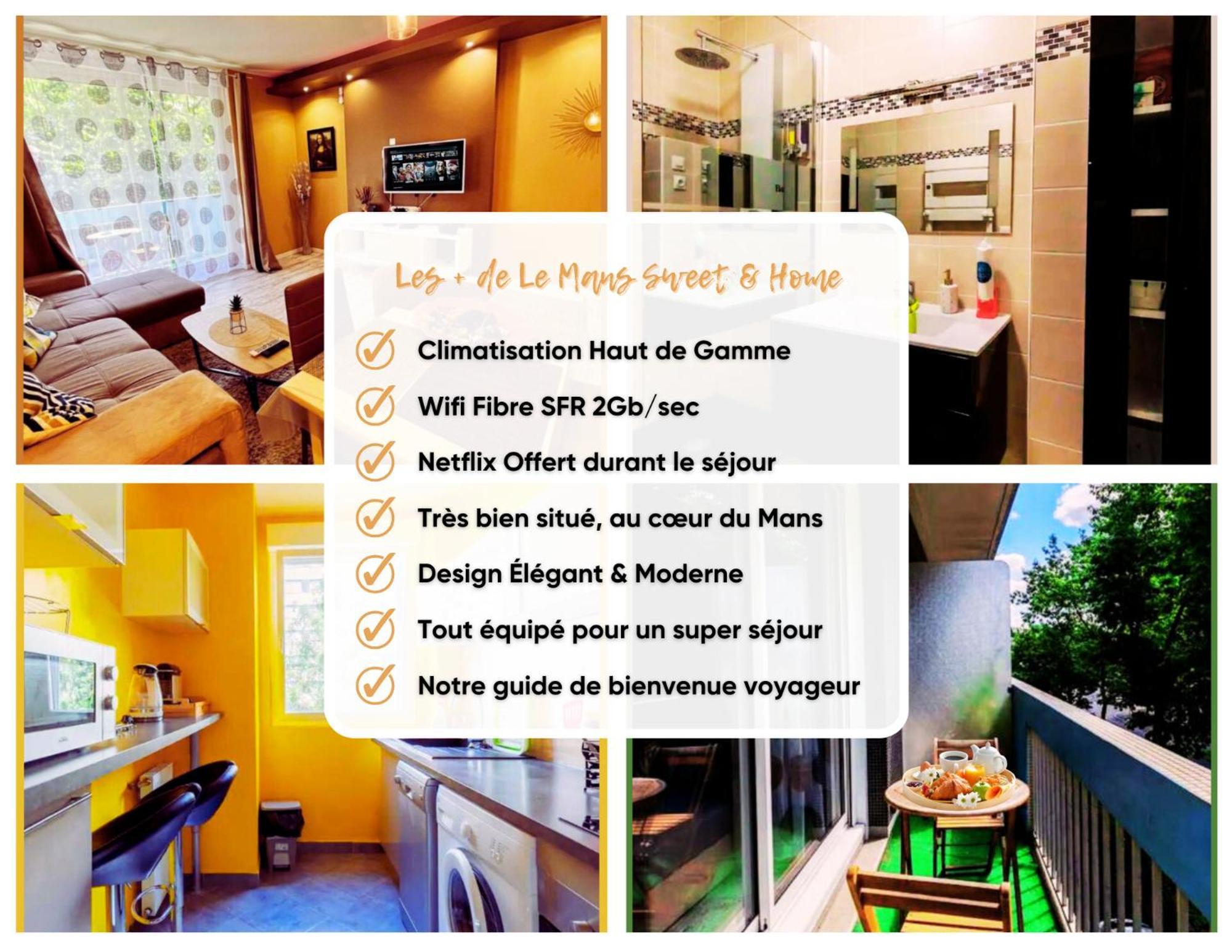 Le Mans City Sweet & Home - Climatise - Netflix - Wifi Fibre - Parking - Proche Circuit Des 24H & Centre-Ville - Accordhebergementconciergerie Zewnętrze zdjęcie